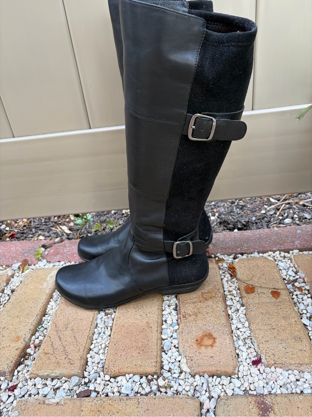 Dansko Black Leather & Suede Tall Buckle Boots size 39